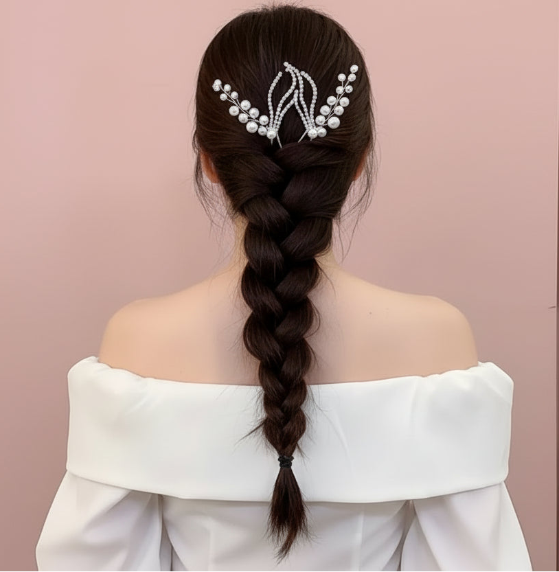 Pearl & Crystal hair pin