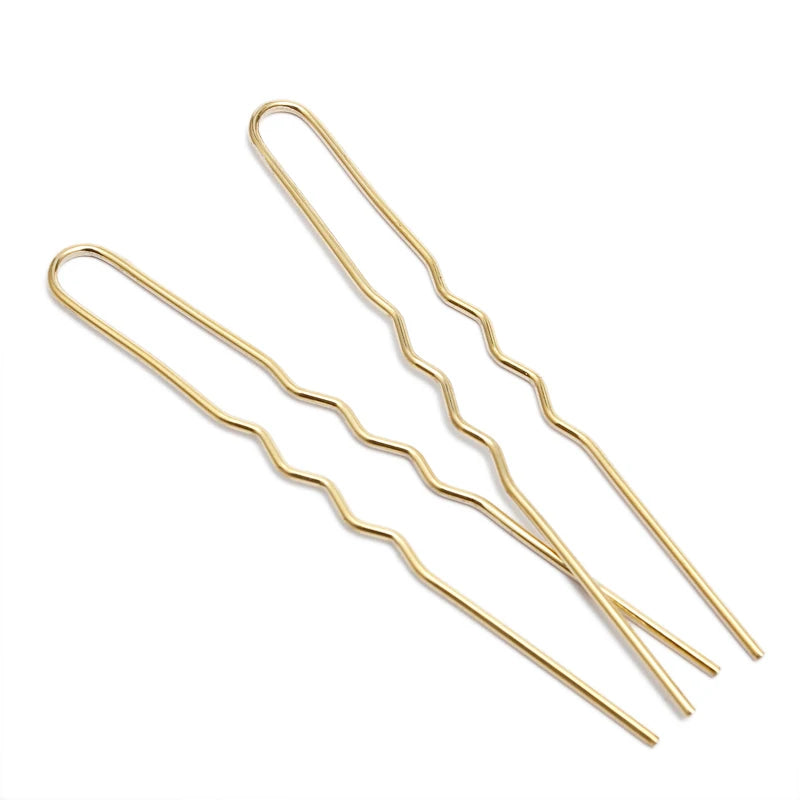 50Pcs Simple U Shape Metal Hairpin Wavy Hair Sticks Hair Forks Updo Bun Holder Clips Vintage Headwear DIY Hair Styling Tools