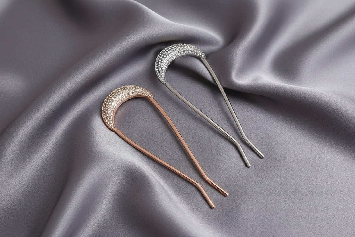 Rhinestone Crescent hair pin