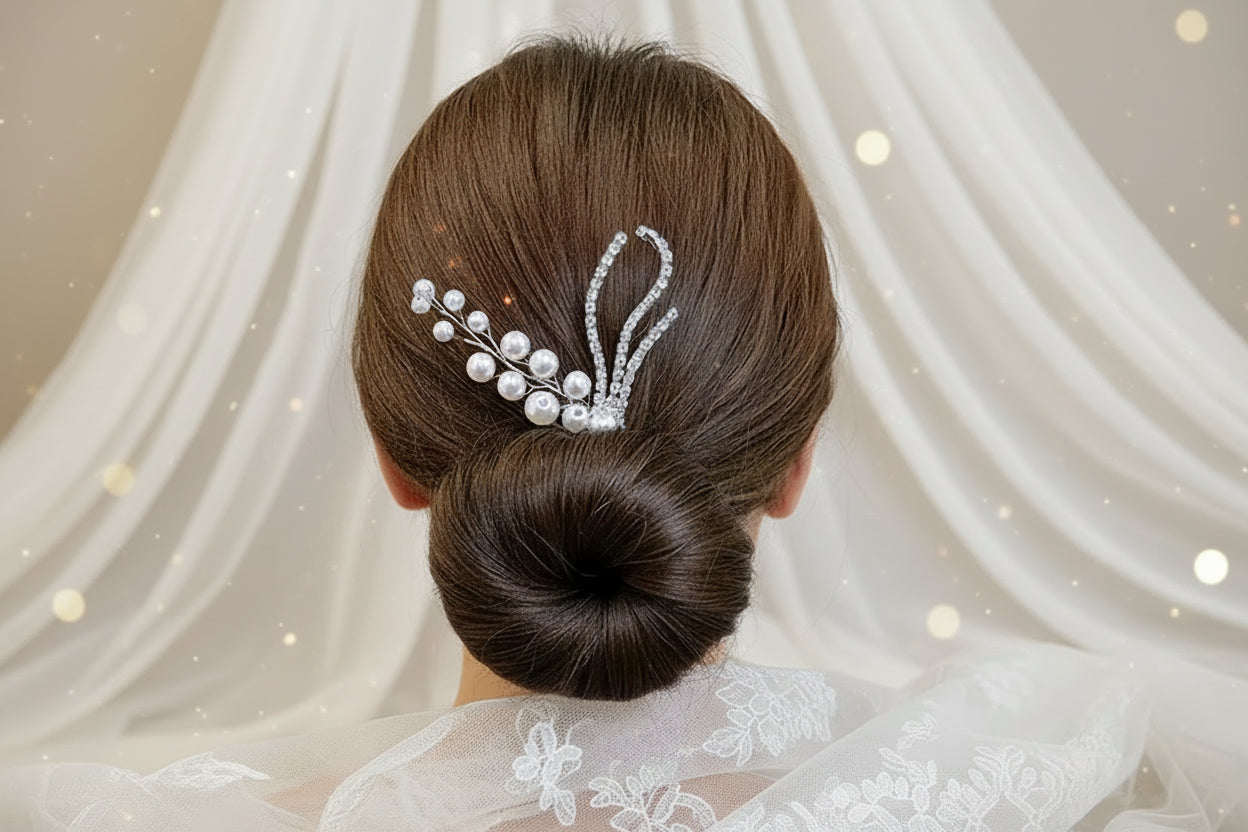 Pearl & Crystal hair pin